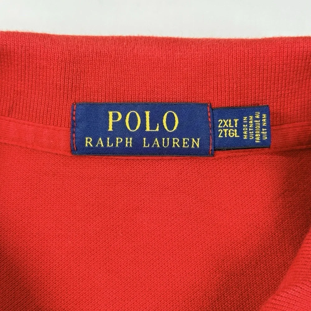 Polo Ralph Lauren Big Pony Polo Shirt Red Blue Size 2XLT Tall Mesh Pony Rugby